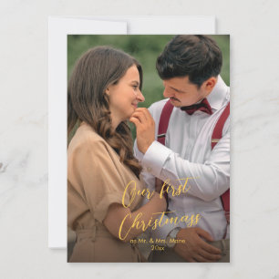 Onze eerste kerstman Chic Script Name Christmass Bedankkaart