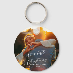 Onze eerste kerstman Chic Script Name Christmass Sleutelhanger
