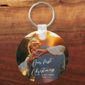 Onze eerste kerstman Chic Script Name Christmass Sleutelhanger (Voorkant)