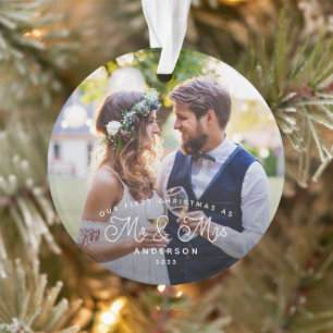 Onze eerste kerstman en Mrs Wedding Foto Ornament