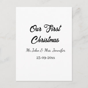 Onze eerste kerstman meneer en mevrouw koppel naam feestdagenkaart