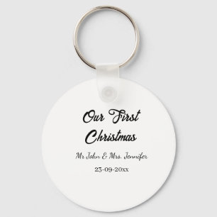 Onze eerste kerstman meneer en mevrouw koppel naam sleutelhanger