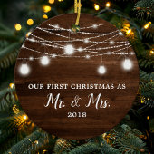 Onze eerste kerstman, Mr en Mrs Holiday, aangepast Keramisch Ornament