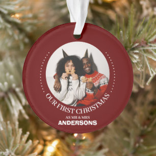 Onze eerste kerstman, Mr. en Mrs. nieuwgehuwd eleg Ornament