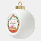 Onze eerste kerstman Mr. & Mrs Wreath Keramische Bal Ornament (Rechts)