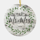 Onze eerste kerstman, Mrs. Foto Keramisch Ornament (Voorkant)