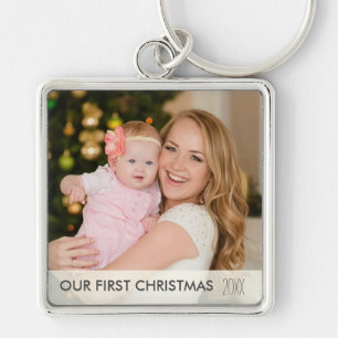 Onze eerste kerstmis 2024 Nieuwe moeder en baby fo Sleutelhanger