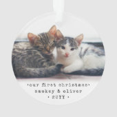 Onze eerste Kerstmis 2 katten of een foto van Pet Ornament (achterkant)