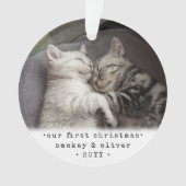 Onze eerste Kerstmis 2 katten of een foto van Pet Ornament (voorkant)