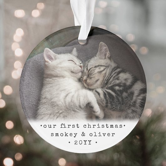 Onze eerste Kerstmis 2 katten of een foto van Pet Ornament