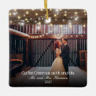 Onze Eerste Kerstmis 2 Lichten van de Passen Keramisch Ornament