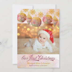 Onze Eerste Kerstmis 3 Foto Vakantie Ornament Gebo Aankondiging