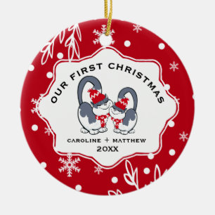 Onze eerste Kerstmis. Aangepaste fotoafbeeldingen Keramisch Ornament
