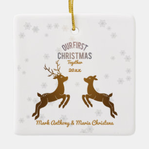 Onze Eerste Kerstmis Aanpasbare Rendier Ornament