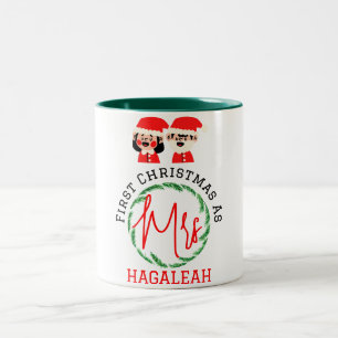 Onze eerste Kerstmis als de heer en mevrouw de Pas Tweekleurige Koffiemok