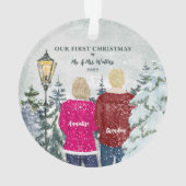 Onze eerste Kerstmis als de heer en mevrouw Holida Ornament (achterkant)