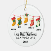 Onze eerste Kerstmis als een familie van vijf spec Keramisch Ornament (Links)