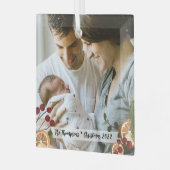 Onze eerste Kerstmis als familie Aangepaste fotogl Glas Ornament (Voorkant links)