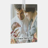 Onze eerste Kerstmis als familie Aangepaste fotogl Glas Ornament (Voorkant Rechts)