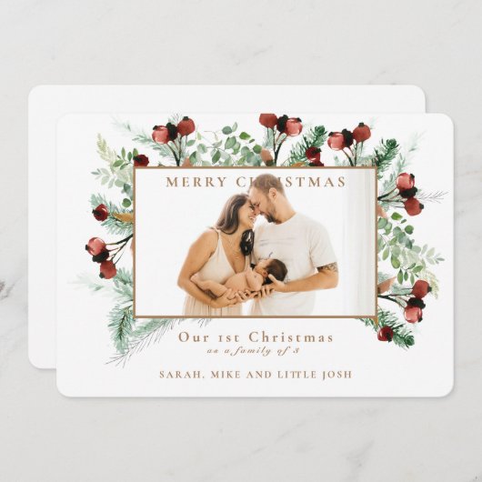 Onze eerste Kerstmis als familie van 3 foto's (Voorkant / Achterkant)
