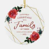 Onze eerste Kerstmis als familie van drie Keramisch Ornament (Voorkant)