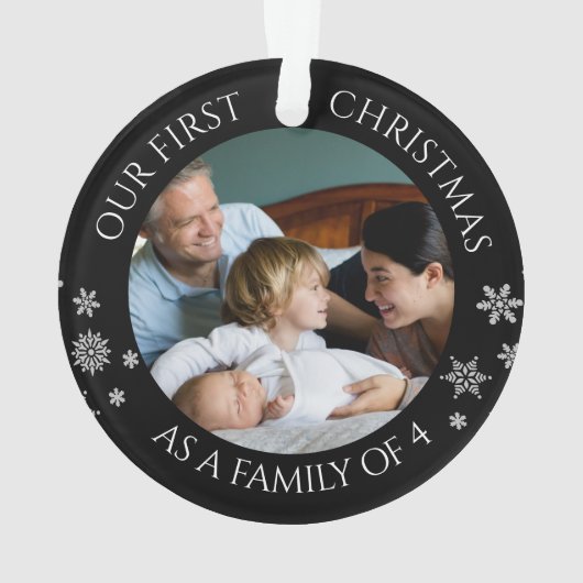Onze eerste Kerstmis als familie van vier kersten Ornament (achterkant)
