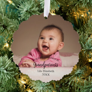 Onze eerste Kerstmis als Grootouders Baby Foto Ornament Kaart