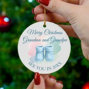 Onze Eerste Kerstmis als Grootouders Baby Slofjes Ornament