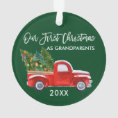 Onze eerste Kerstmis als grootouders die Groen zij Ornament (achterkant)