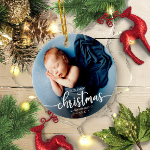 Onze Eerste Kerstmis Als Grootouders Elegante Foto Keramisch Ornament