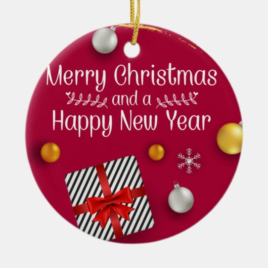 Onze eerste Kerstmis als grootouders Floral Foto C Keramisch Ornament (Voorkant)