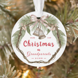 Onze eerste Kerstmis als grootouders Floral Foto Ornament
