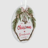Onze eerste Kerstmis als grootouders Floral Foto Ornament (voorkant)