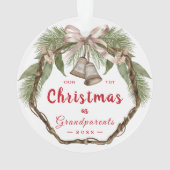 Onze eerste Kerstmis als grootouders Floral Foto Ornament (achterkant)