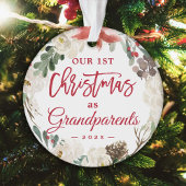 Onze eerste Kerstmis als grootouders Floral Foto Ornament