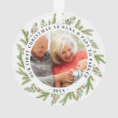 Onze eerste Kerstmis als grootouders Foto Greenery Ornament (achterkant)