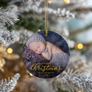 Onze Eerste Kerstmis Als Grootouders Goud Folie Keramisch Ornament