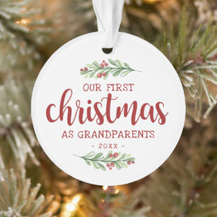 Onze eerste Kerstmis als grootouders Greenery Ornament