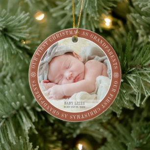Onze eerste Kerstmis als grootouders Moderne Foto Keramisch Ornament