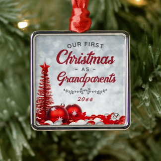 Onze Eerste Kerstmis als Grootouders Tijdloos Metalen Ornament