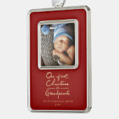 Onze eerste Kerstmis als grootouders... Verzilverd Kader Ornament (Links)