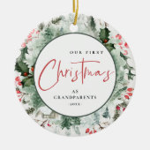 Onze eerste Kerstmis als grootouders, weesfoto Keramisch Ornament (Voorkant)