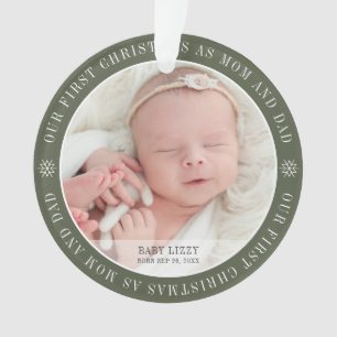 Onze eerste Kerstmis als mam & pap Moderne Twee Fo Ornament