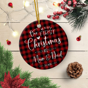 Onze Eerste Kerstmis Als Mama En Papa Boerderij Keramisch Ornament