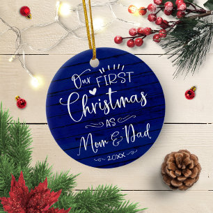 Onze Eerste Kerstmis Als Mama En Papa Boerderij Keramisch Ornament