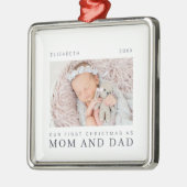 Onze eerste Kerstmis als mama en papa Modern Chic Metalen Ornament (Links)