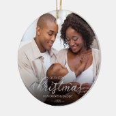 Onze eerste Kerstmis als mama en papa Silver Foil Keramisch Ornament (Links)