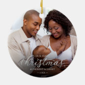 Onze eerste Kerstmis als mama en papa Silver Foil Keramisch Ornament (Achterkant)