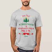 Onze eerste Kerstmis als man & vrouw paar T-shirt (Voorkant)