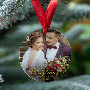 Onze Eerste Kerstmis Als Mijnheer En Mevrouw Goud Ornament